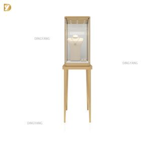 Custom Champagne Gold Slim Leg Display Case For Jewelry