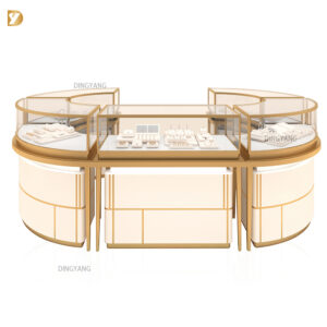 Custom Luxury Curved Central Island Jewelry Display Showcases